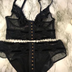 Victoria’s Secret black lace and velvet set